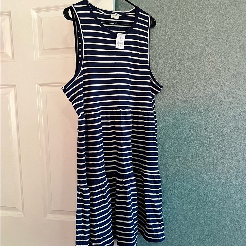J. Crew navy and white striped dress. Never worn.